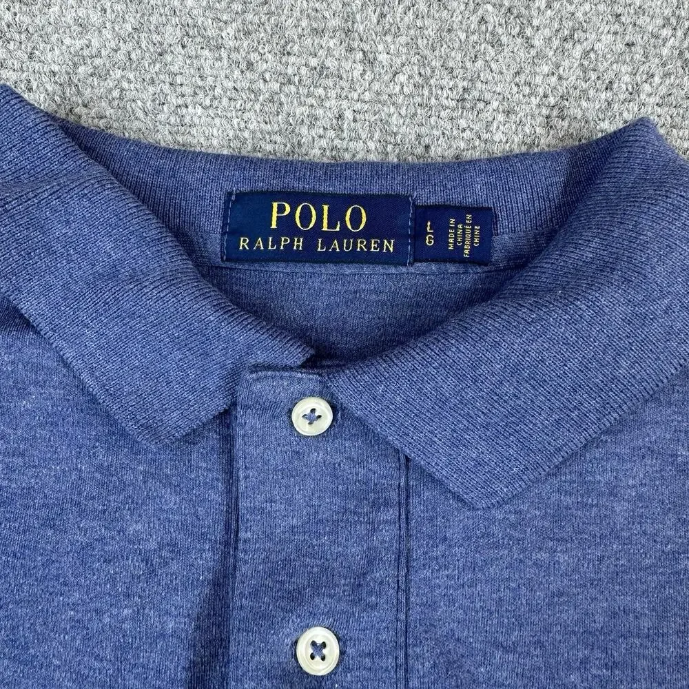 Polo Ralph Lauren Polo Shirt Mens L Heather Blue Pony Logo Classic Preppy Casual